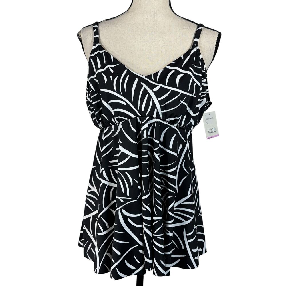 Croft & Barrow X-Large Tankini Swim Top V-Neck Underwire Adjustable Straps Leaf